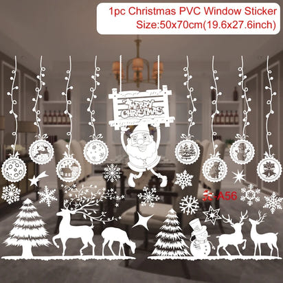 Christmas Window Stickers Merry Christmas Decorations for Home 2025 Christmas Wall Sticker Kids Room New Year Decoration 2026