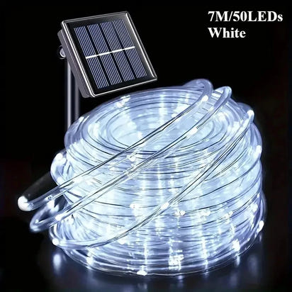 LED Solar String Lights Garden Waterproof Tube Rope Lamp Christmas Garland Fairy Lights For Outdoor Holiday Decoration Lighting