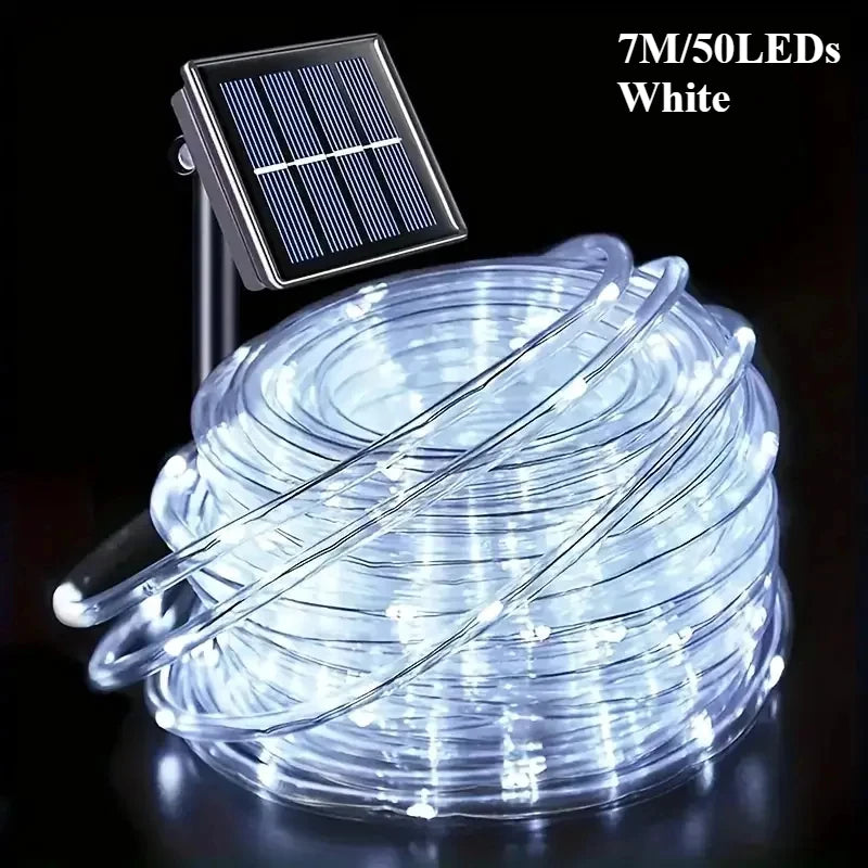 LED Solar String Lights Garden Waterproof Tube Rope Lamp Christmas Garland Fairy Lights For Outdoor Holiday Decoration Lighting