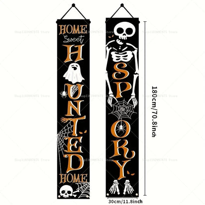 Halloween Decorations Outdoor Indoor Wellcome Banners Porch Hanging Signs for Front Door Outside Yard Garland Party Supplies