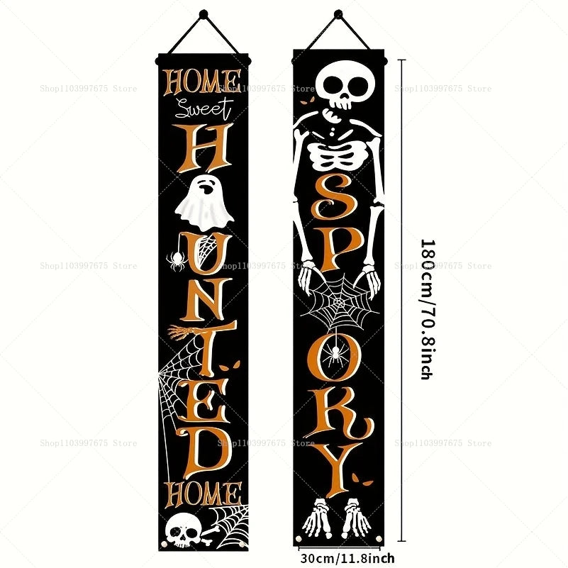 Halloween Decorations Outdoor Indoor Wellcome Banners Porch Hanging Signs for Front Door Outside Yard Garland Party Supplies