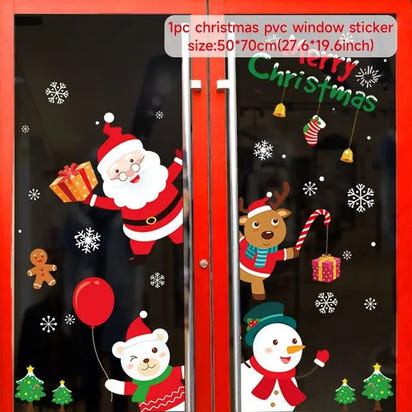 Christmas Window Stickers Merry Christmas Decorations for Home 2025 Christmas Wall Sticker Kids Room New Year Decoration 2026