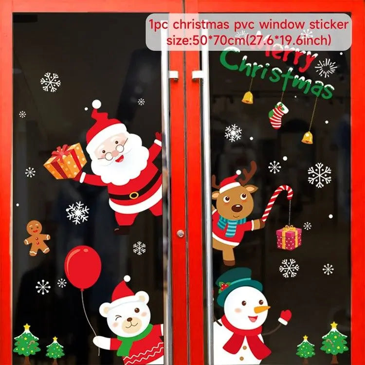 Christmas Window Stickers Merry Christmas Decorations for Home 2025 Christmas Wall Sticker Kids Room New Year Decoration 2026