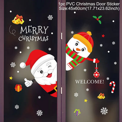 Christmas Window Stickers Merry Christmas Decorations for Home 2025 Christmas Wall Sticker Kids Room New Year Decoration 2026