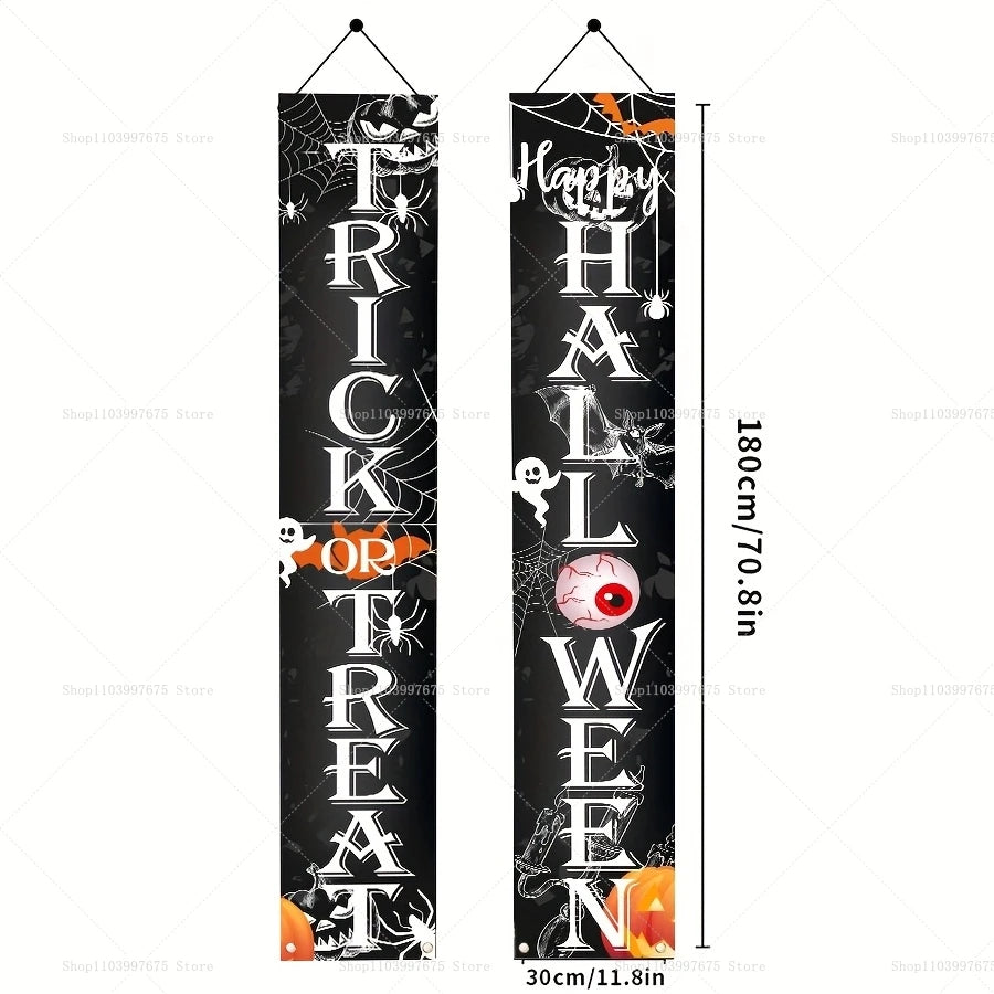 Halloween Decorations Outdoor Indoor Wellcome Banners Porch Hanging Signs for Front Door Outside Yard Garland Party Supplies