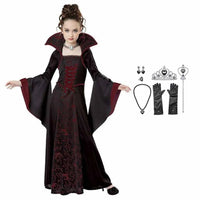 Halloween Costume for Kids Halloween Fantasy Vampire Costume Girls Long Tutu Dress Kids Carnival Outfit Gothic Feather Clothes