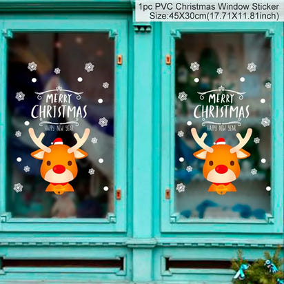 Christmas Window Stickers Merry Christmas Decorations for Home 2025 Christmas Wall Sticker Kids Room New Year Decoration 2026
