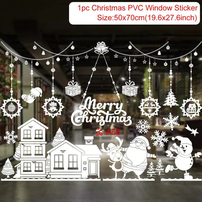 Christmas Window Stickers Merry Christmas Decorations for Home 2025 Christmas Wall Sticker Kids Room New Year Decoration 2026