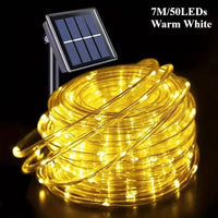 LED Solar String Lights Garden Waterproof Tube Rope Lamp Christmas Garland Fairy Lights For Outdoor Holiday Decoration Lighting