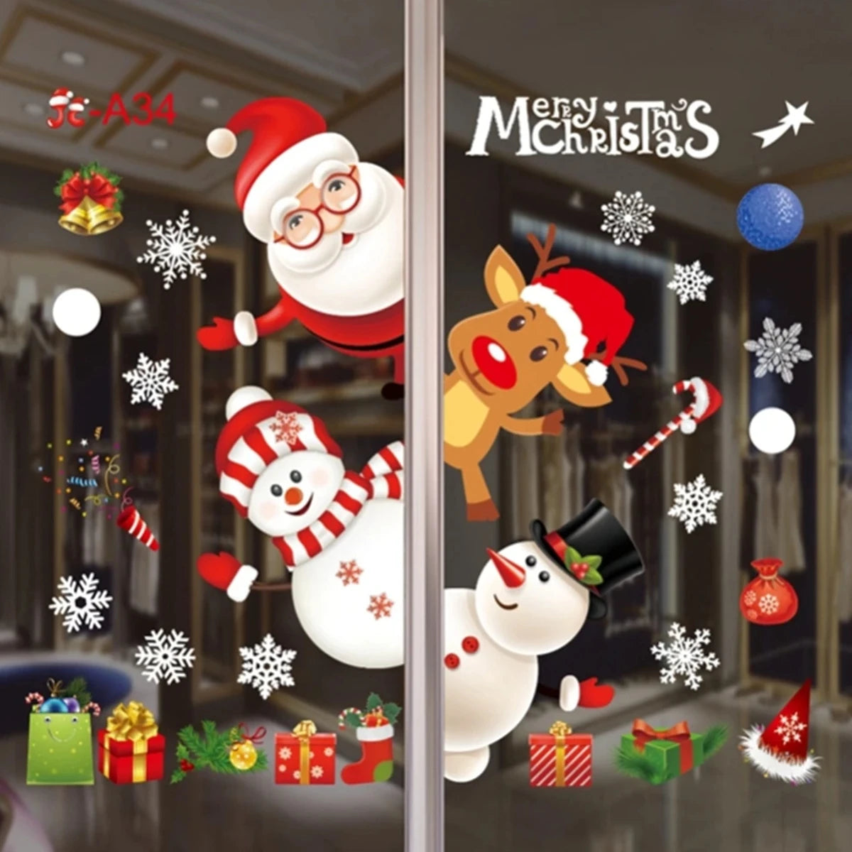 Christmas Window Stickers Merry Christmas Decorations for Home 2025 Christmas Wall Sticker Kids Room New Year Decoration 2026