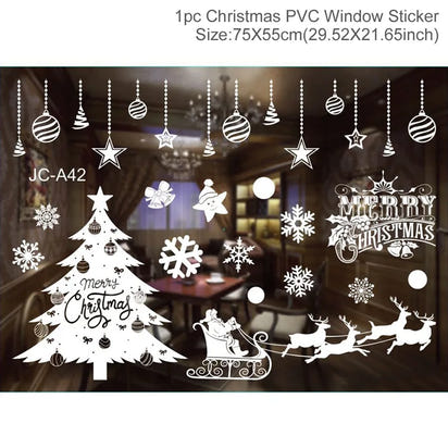 Christmas Window Stickers Merry Christmas Decorations for Home 2025 Christmas Wall Sticker Kids Room New Year Decoration 2026