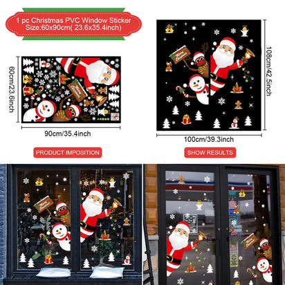 Christmas Window Stickers Merry Christmas Decorations for Home 2025 Christmas Wall Sticker Kids Room New Year Decoration 2026
