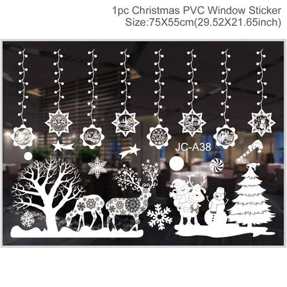 Christmas Window Stickers Merry Christmas Decorations for Home 2025 Christmas Wall Sticker Kids Room New Year Decoration 2026