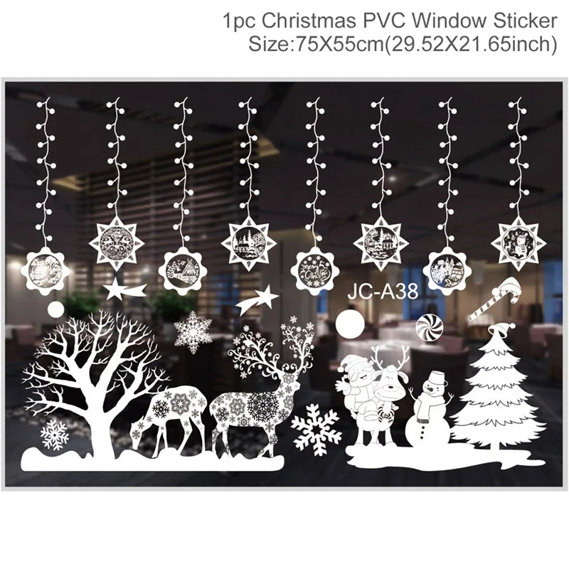 Christmas Window Stickers Merry Christmas Decorations for Home 2025 Christmas Wall Sticker Kids Room New Year Decoration 2026