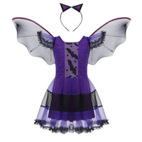 Halloween Costume for Kids Halloween Fantasy Vampire Costume Girls Long Tutu Dress Kids Carnival Outfit Gothic Feather Clothes