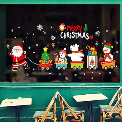 Christmas Window Stickers Merry Christmas Decorations for Home 2025 Christmas Wall Sticker Kids Room New Year Decoration 2026