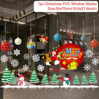 Christmas Window Stickers Merry Christmas Decorations for Home 2025 Christmas Wall Sticker Kids Room New Year Decoration 2026