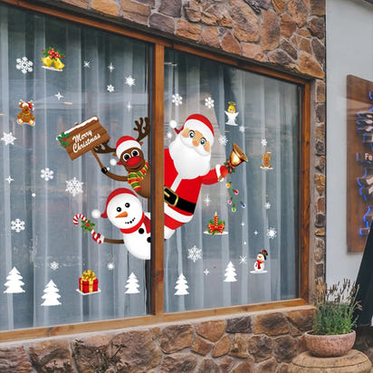 Christmas Window Stickers Merry Christmas Decorations for Home 2025 Christmas Wall Sticker Kids Room New Year Decoration 2026