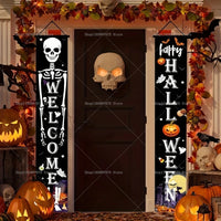 Halloween Decorations Outdoor Indoor Wellcome Banners Porch Hanging Signs for Front Door Outside Yard Garland Party Supplies