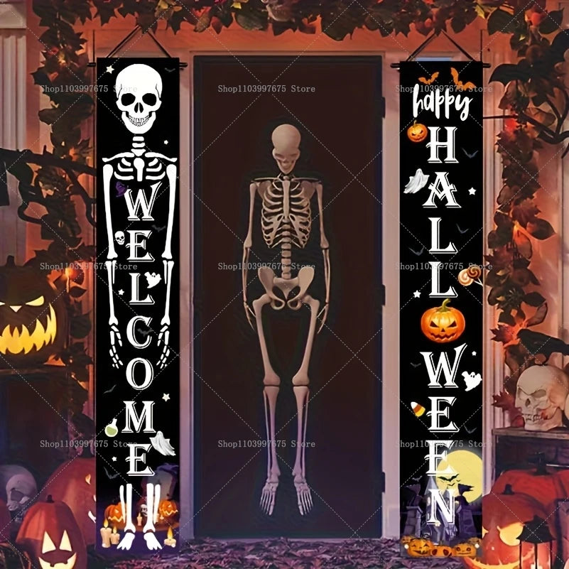 Halloween Decorations Outdoor Indoor Wellcome Banners Porch Hanging Signs for Front Door Outside Yard Garland Party Supplies