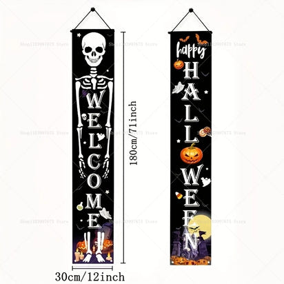 Halloween Decorations Outdoor Indoor Wellcome Banners Porch Hanging Signs for Front Door Outside Yard Garland Party Supplies