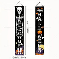 Halloween Decorations Outdoor Indoor Wellcome Banners Porch Hanging Signs for Front Door Outside Yard Garland Party Supplies