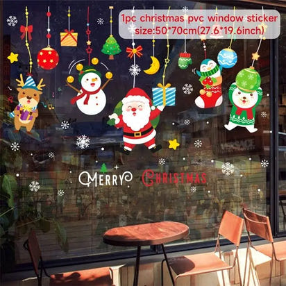 Christmas Window Stickers Merry Christmas Decorations for Home 2025 Christmas Wall Sticker Kids Room New Year Decoration 2026